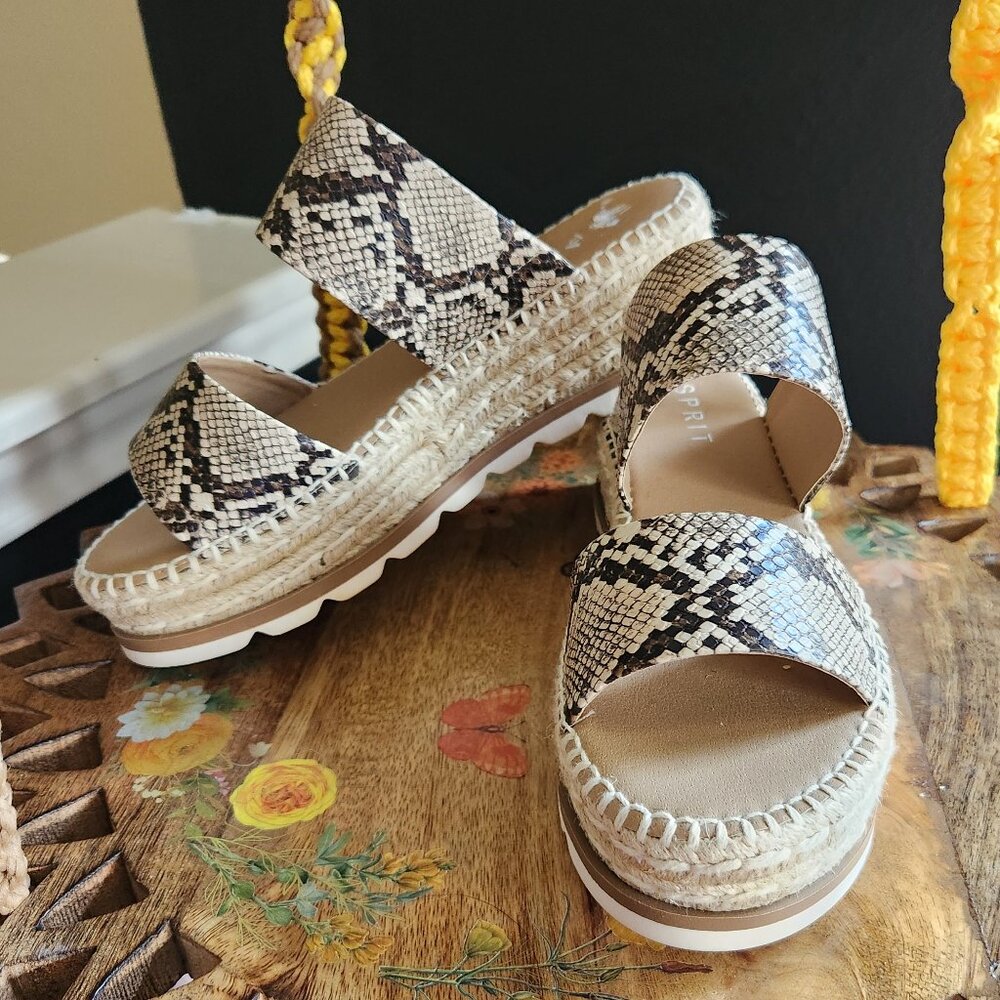 Esprit Katalina Espadrille  Platform Sandals with Snakeskin Design Straps